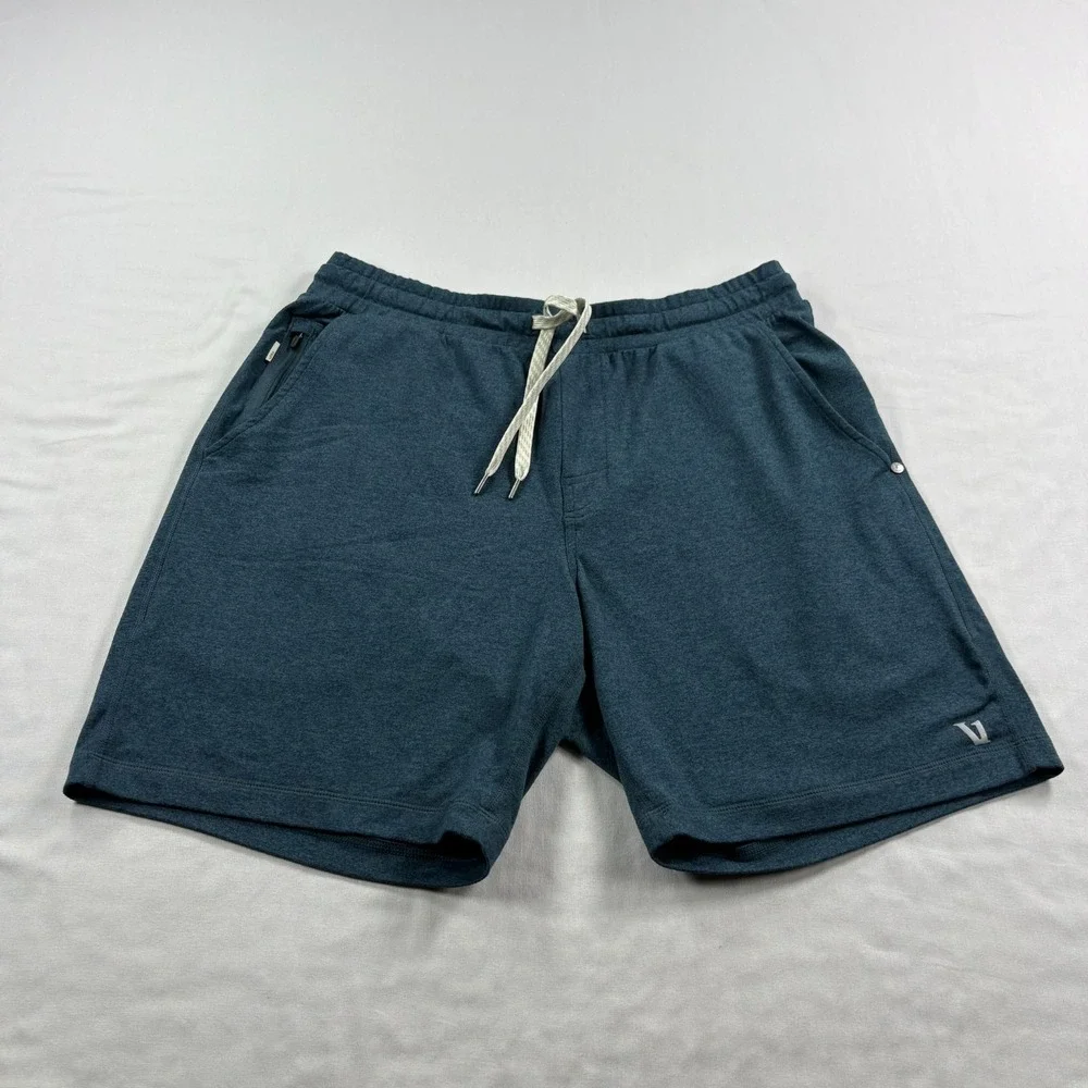 Vuori Ponto Performance Shorts Men Medium Blue Stretch Athletic Gym Lounge Sweat